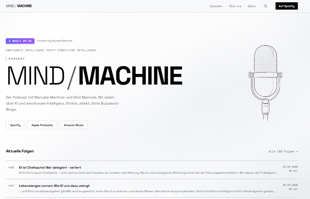 Screenshot einer Website, die von einem KI-Agenten erstellt wurde