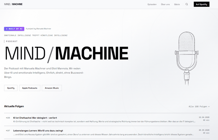 Screenshot einer Website, die von einem KI-Agenten erstellt wurde